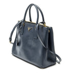 Prada Large Double Zip Galleria Tote Navy Saffiano Leather — view 2