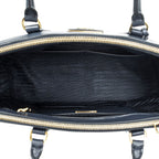 Prada Large Double Zip Galleria Tote Navy Saffiano Leather — view 9