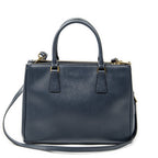 Prada Large Double Zip Galleria Tote Navy Saffiano Leather — view 5