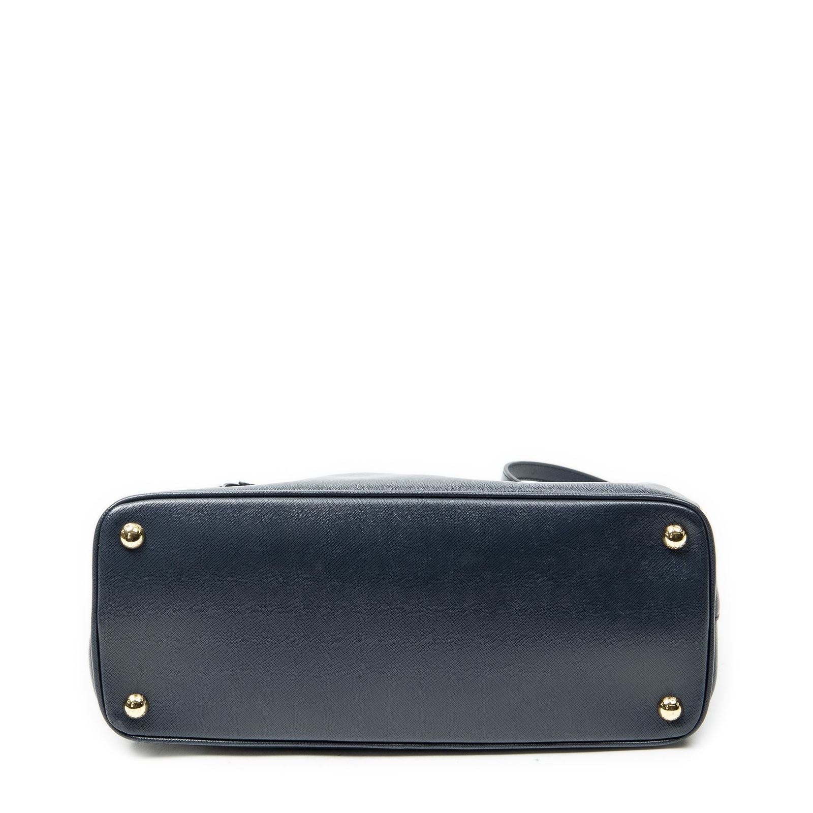 Prada Large Double Zip Galleria Tote Navy Saffiano Leather — view 6
