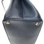 Prada Large Double Zip Galleria Tote Navy Saffiano Leather — view 7