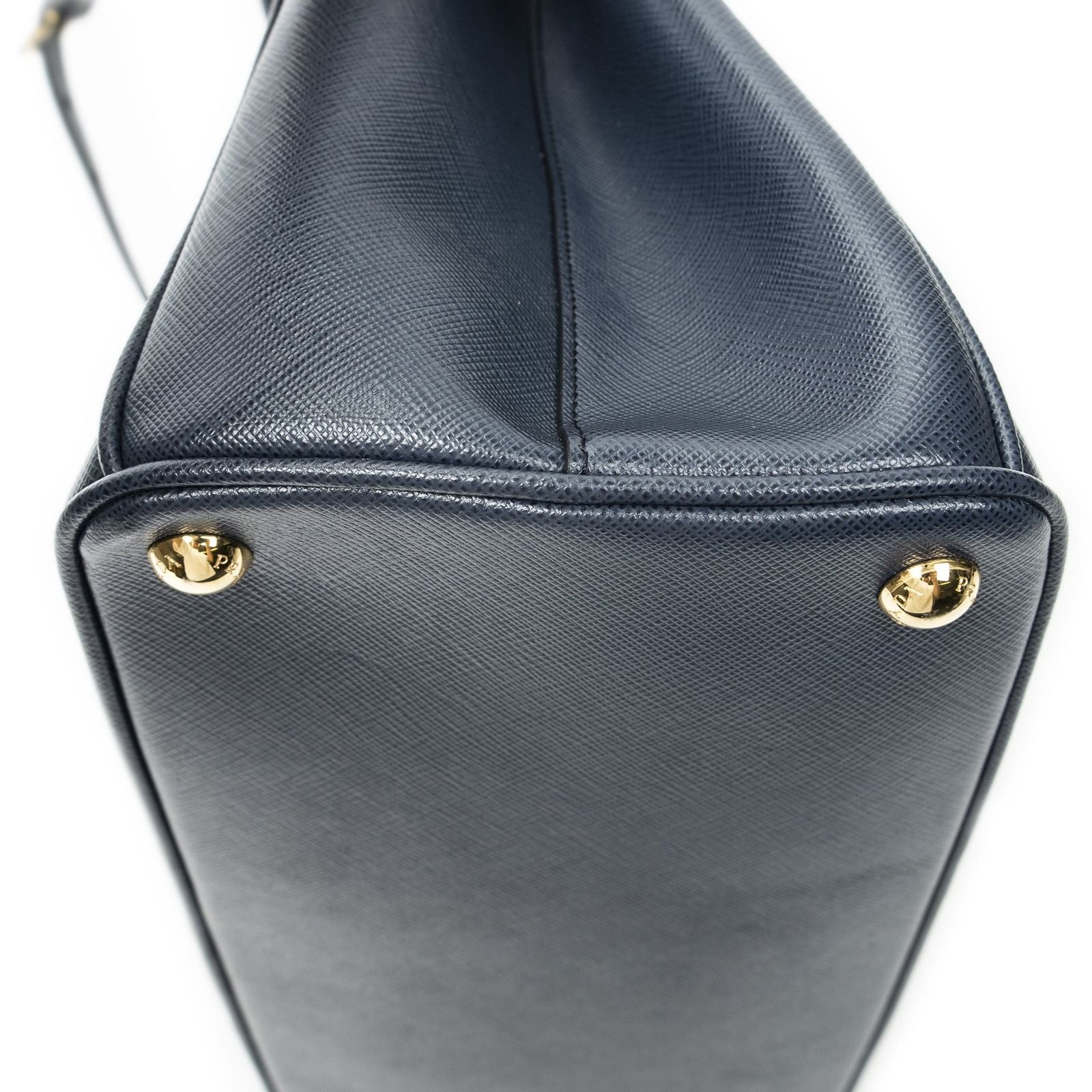 Prada Large Double Zip Galleria Tote Navy Saffiano Leather — view 7