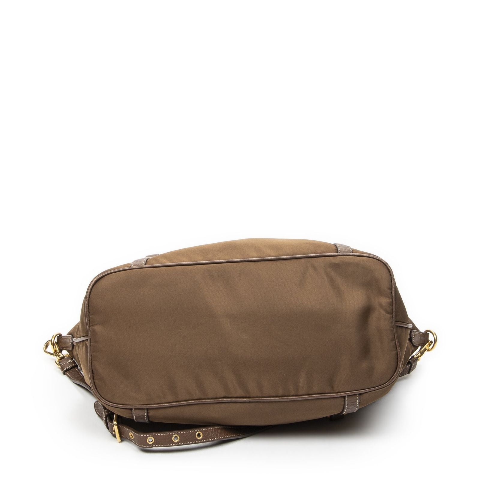 Prada Zip Shopping Tote Brown Nylon Canvas — view 6