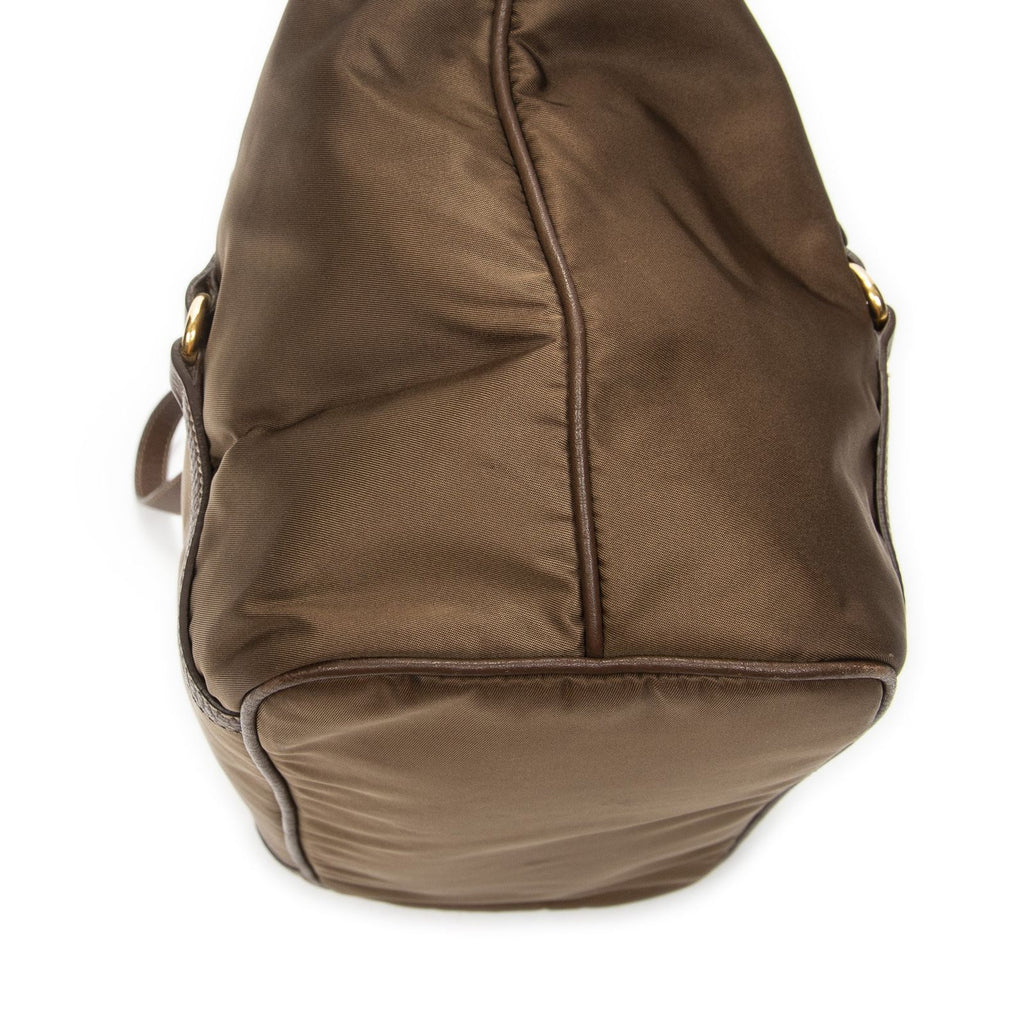 Prada Zip Shopping Tote Brown Nylon Canvas — view 7