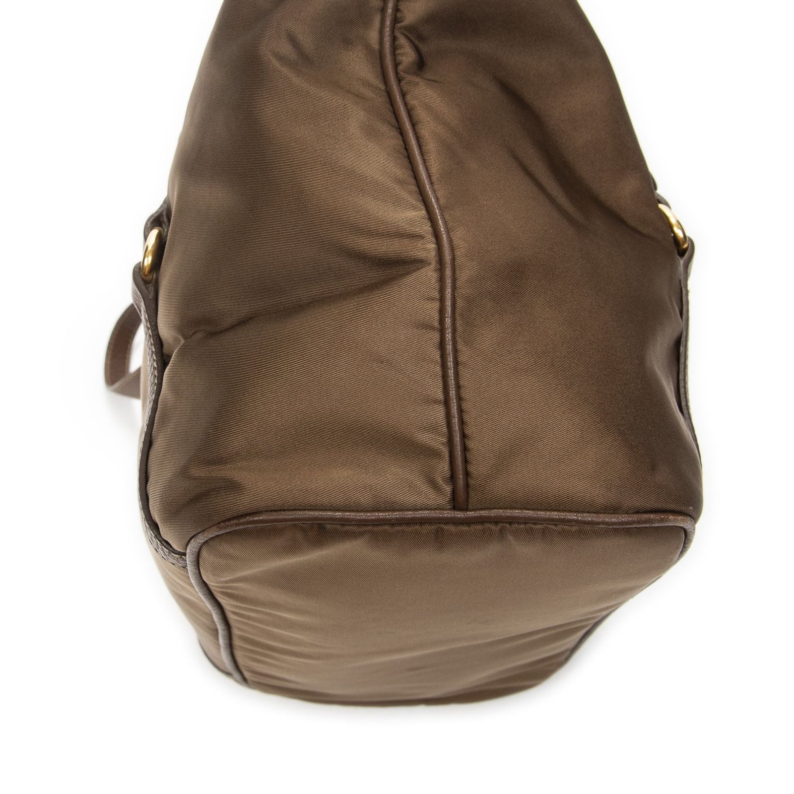 Prada Zip Shopping Tote Brown Nylon Canvas — view 7