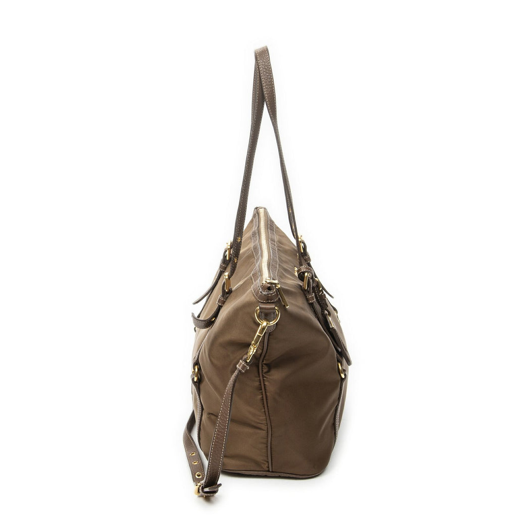 Prada Zip Shopping Tote Brown Nylon Canvas — view 4