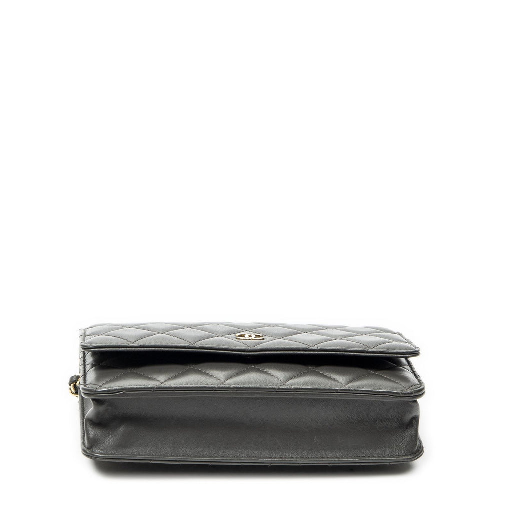 Chanel Classic Chain Wallet Dark Gray Quilted Lambskin Leather — view 6