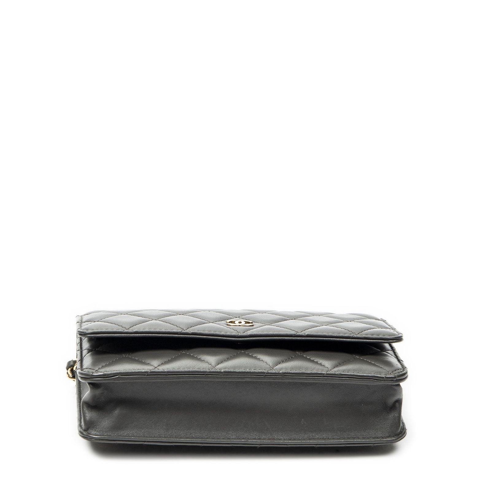 Chanel Classic Chain Wallet Dark Gray Quilted Lambskin Leather — view 6