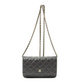 Chanel Classic Chain Wallet Dark Gray Quilted Lambskin Leather