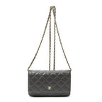 Chanel Classic Chain Wallet Dark Gray Quilted Lambskin Leather