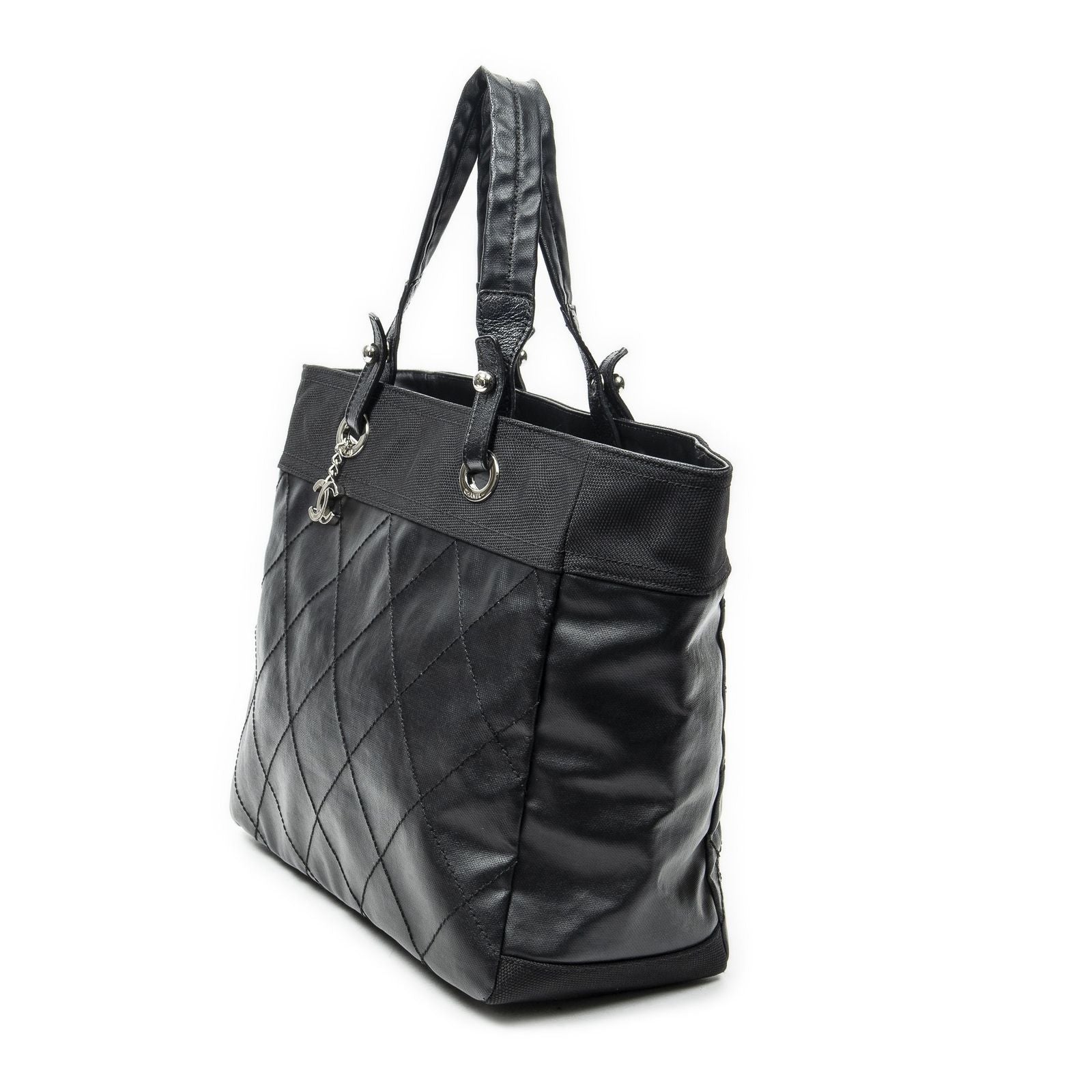 Chanel Paris Biarritz Shopping Tote Black Quilted Canvas — view 2