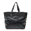 Chanel Paris Biarritz Shopping Tote Black Quilted Canvas