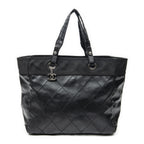 Chanel Paris Biarritz Shopping Tote Black Quilted Canvas