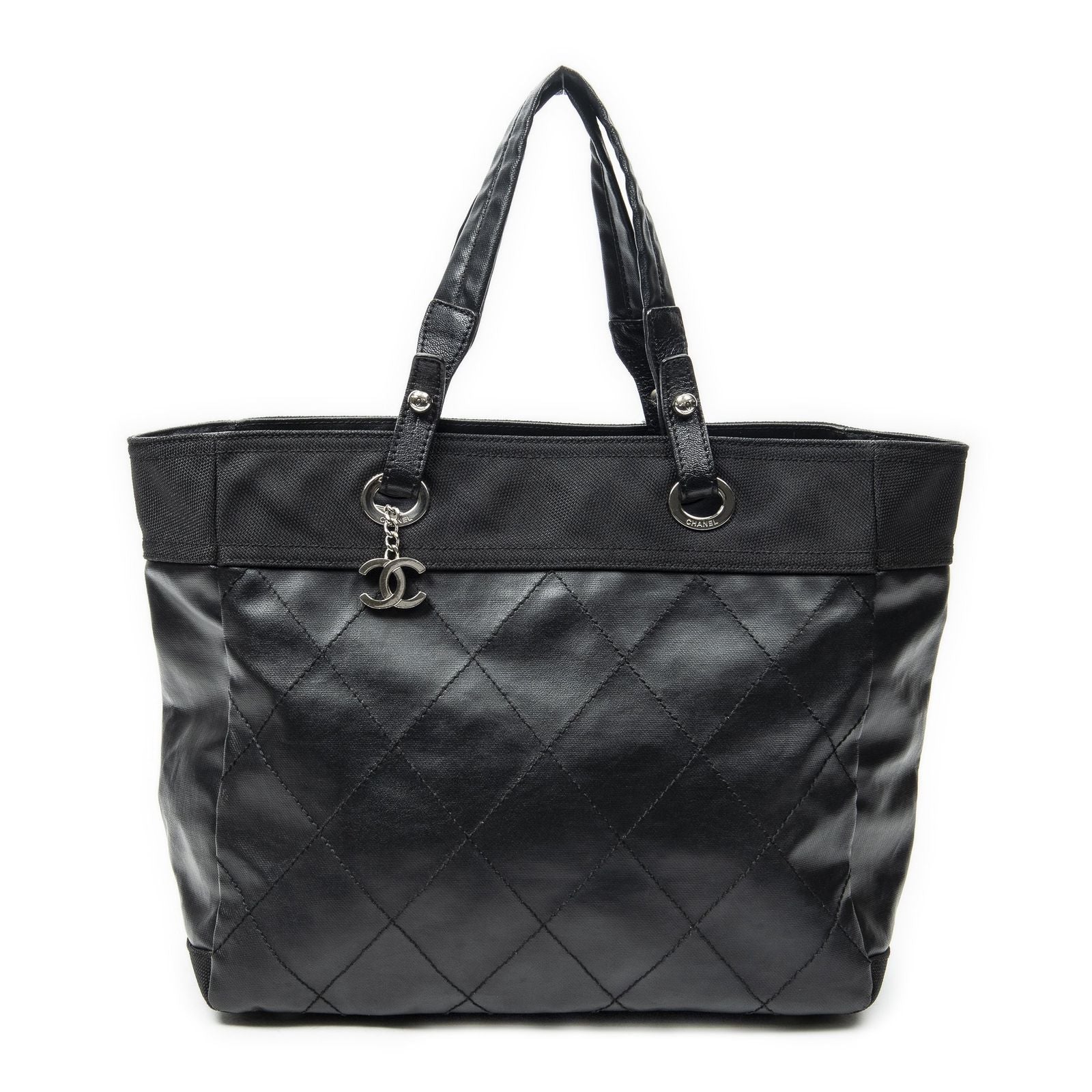Chanel Paris Biarritz Shopping Tote Black Quilted Canvas