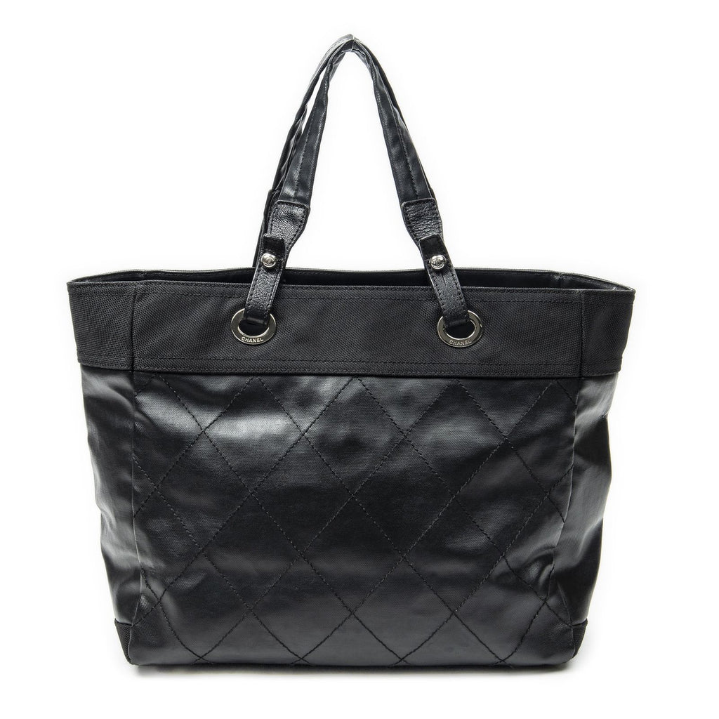 Chanel Paris Biarritz Shopping Tote Black Quilted Canvas — view 5