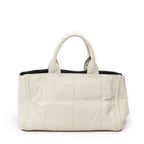 Prada Large Rhinestone Canapa Tote Beige Blue Embroidery Canvas — view 5