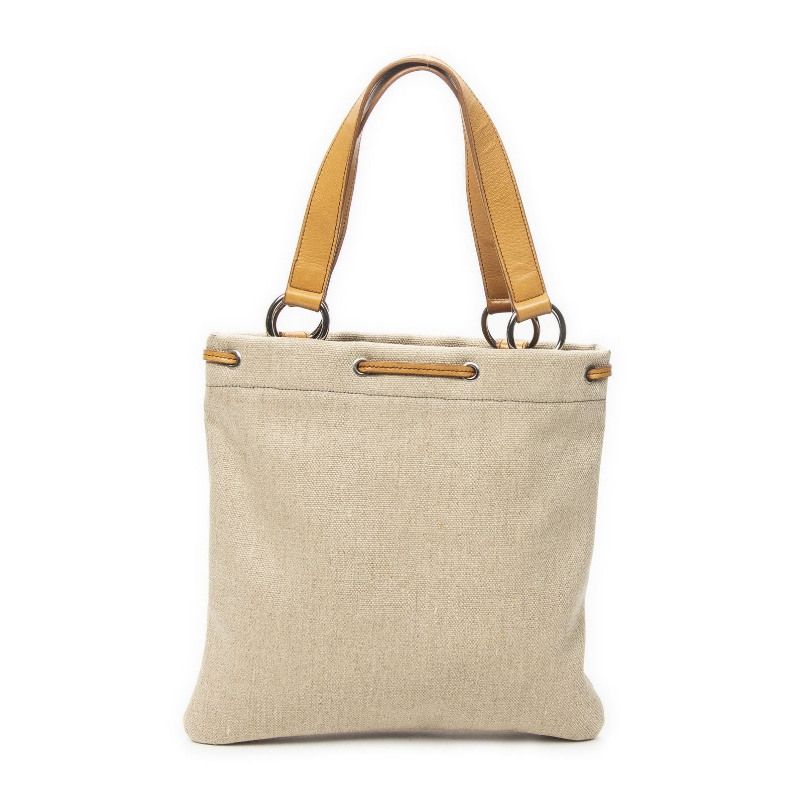 Saint Laurent Fringed Heart Applique Tote Beige Canvas — view 5