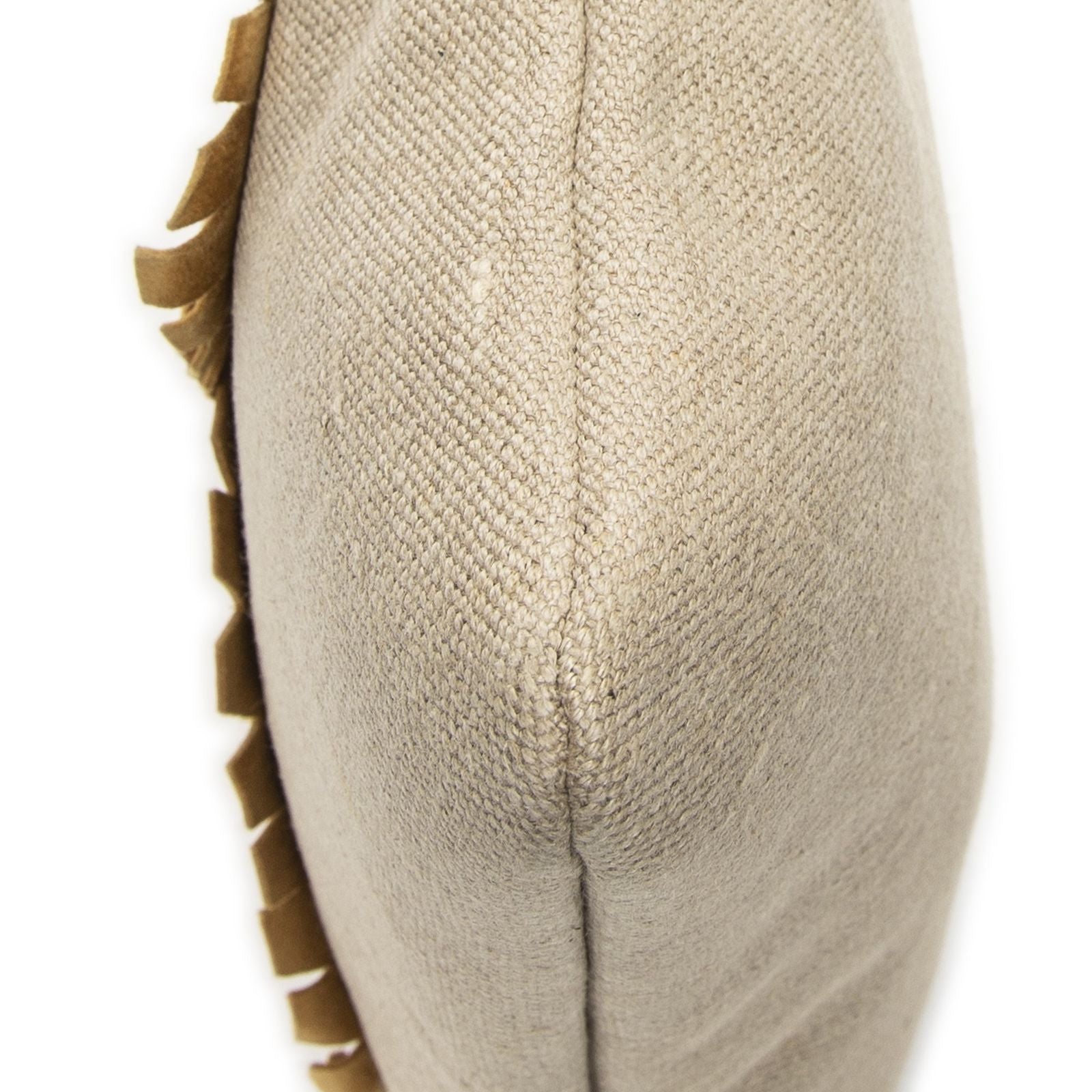 Saint Laurent Fringed Heart Applique Tote Beige Canvas — view 8