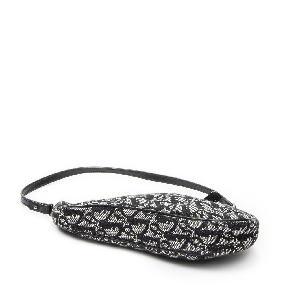Dior Mini Saddle Pochette Black Gray Trotter Pattern Canvas Pouch — view 6