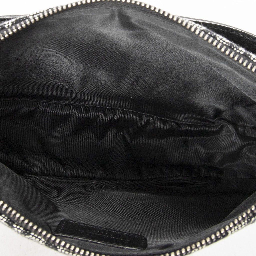 Dior Mini Saddle Pochette Black Gray Trotter Pattern Canvas Pouch — view 9