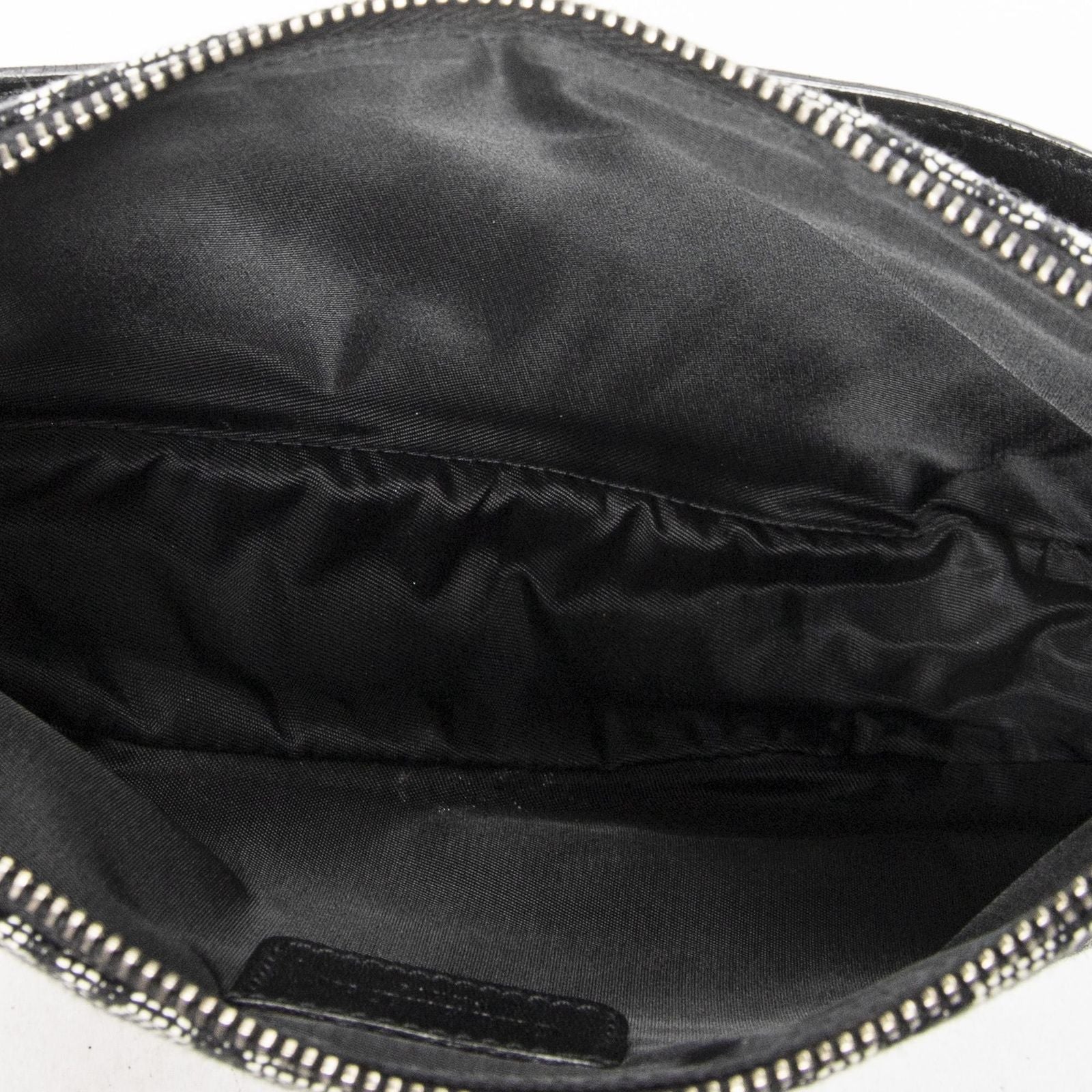 Dior Mini Saddle Pochette Black Gray Trotter Pattern Canvas Pouch — view 9