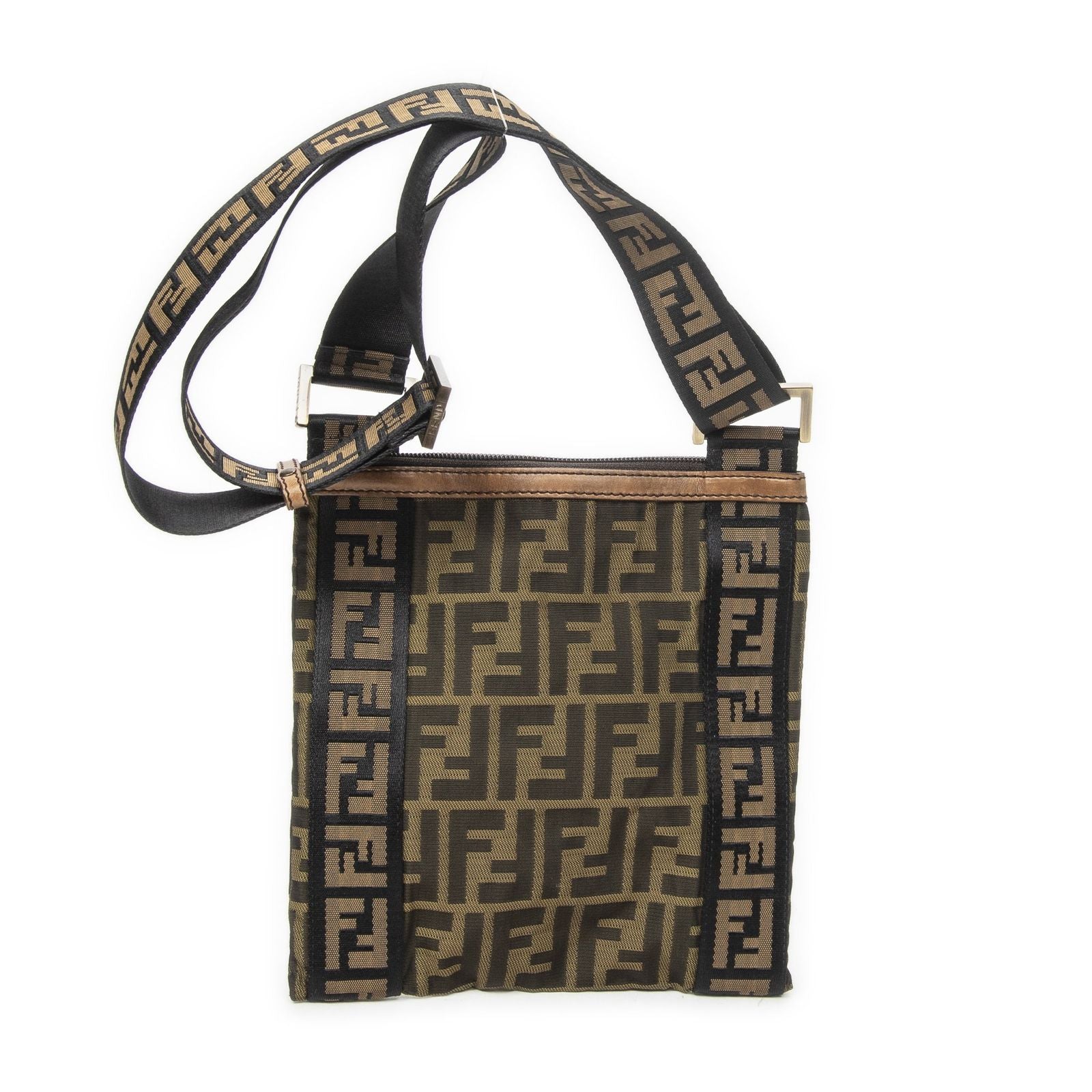 Fendi Square Zip Crossbody Brown Zucca Canvas — view 5