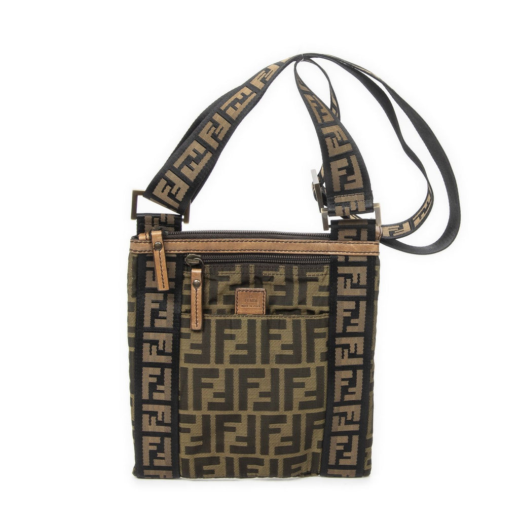 Fendi Square Zip Crossbody Brown Zucca Canvas