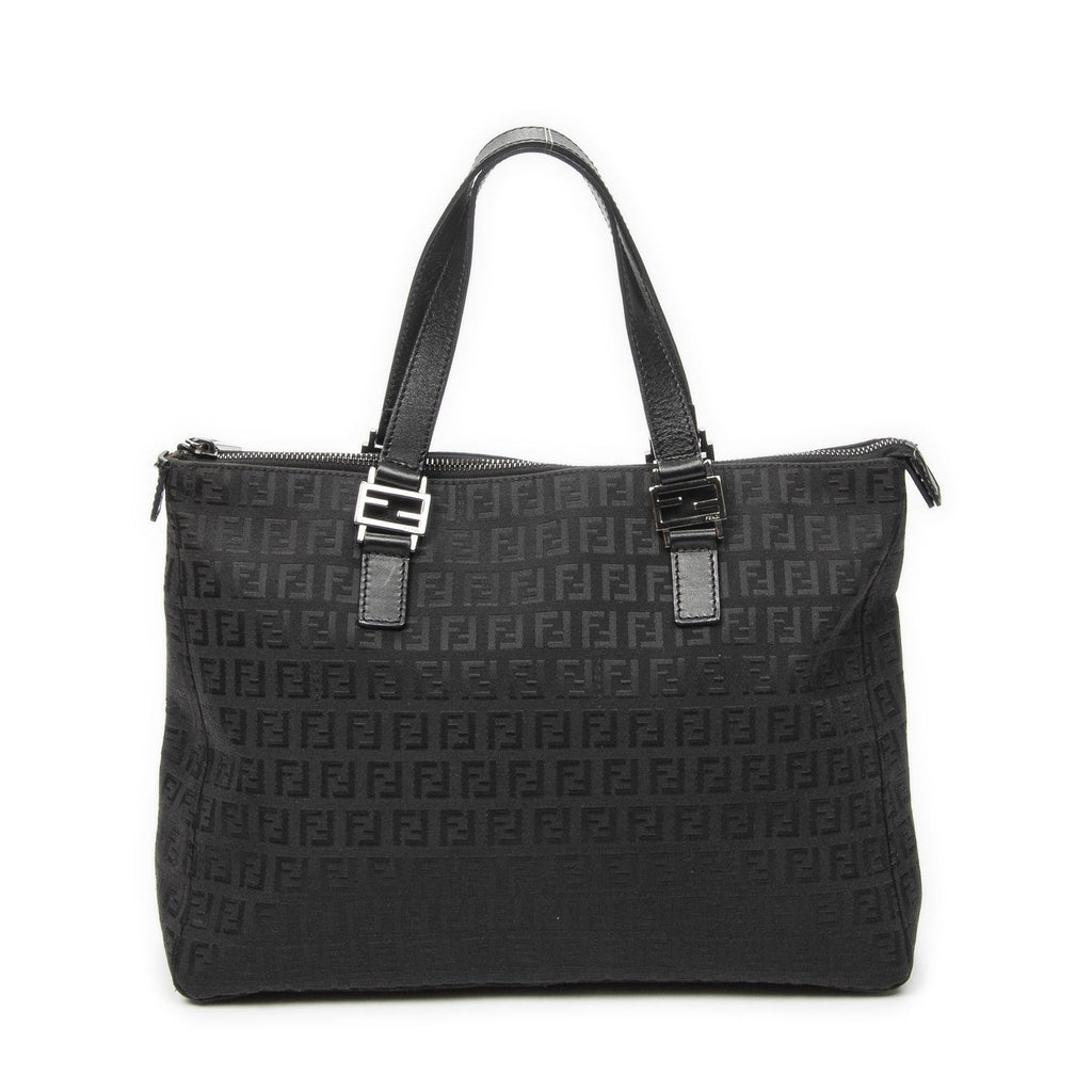 Fendi Roll Tote Black Zucchino Canvas — view 5