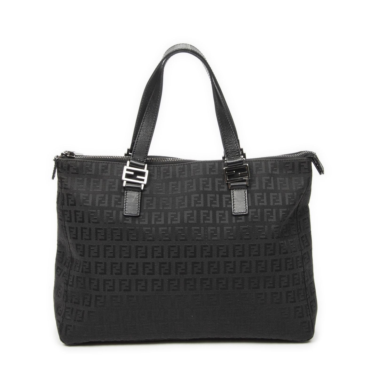 Fendi Roll Tote Black Zucchino Canvas — view 5