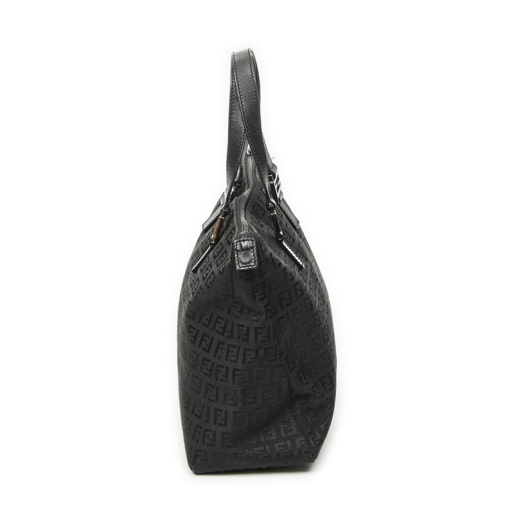 Fendi Roll Tote Black Zucchino Canvas — view 4