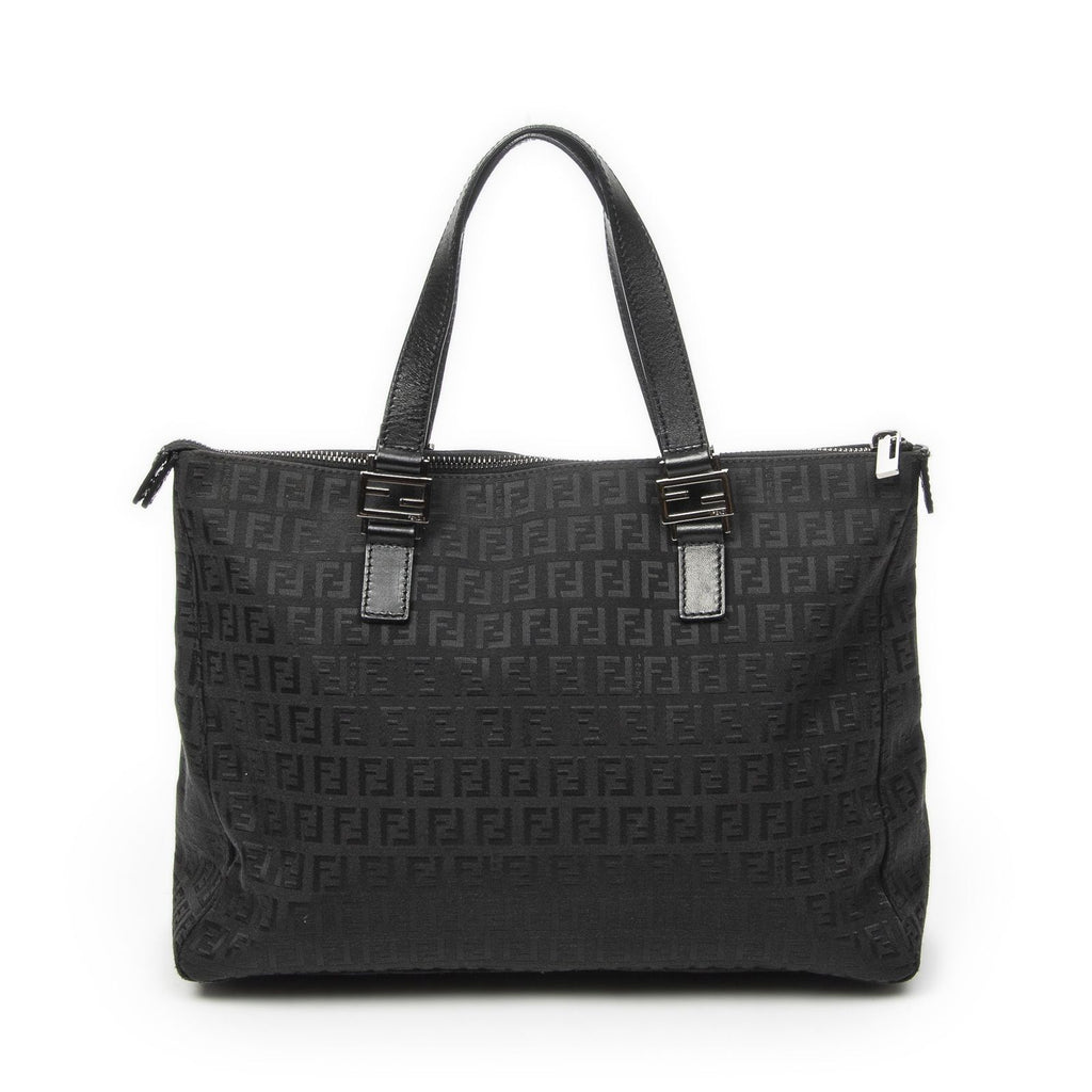 Fendi Roll Tote Black Zucchino Canvas