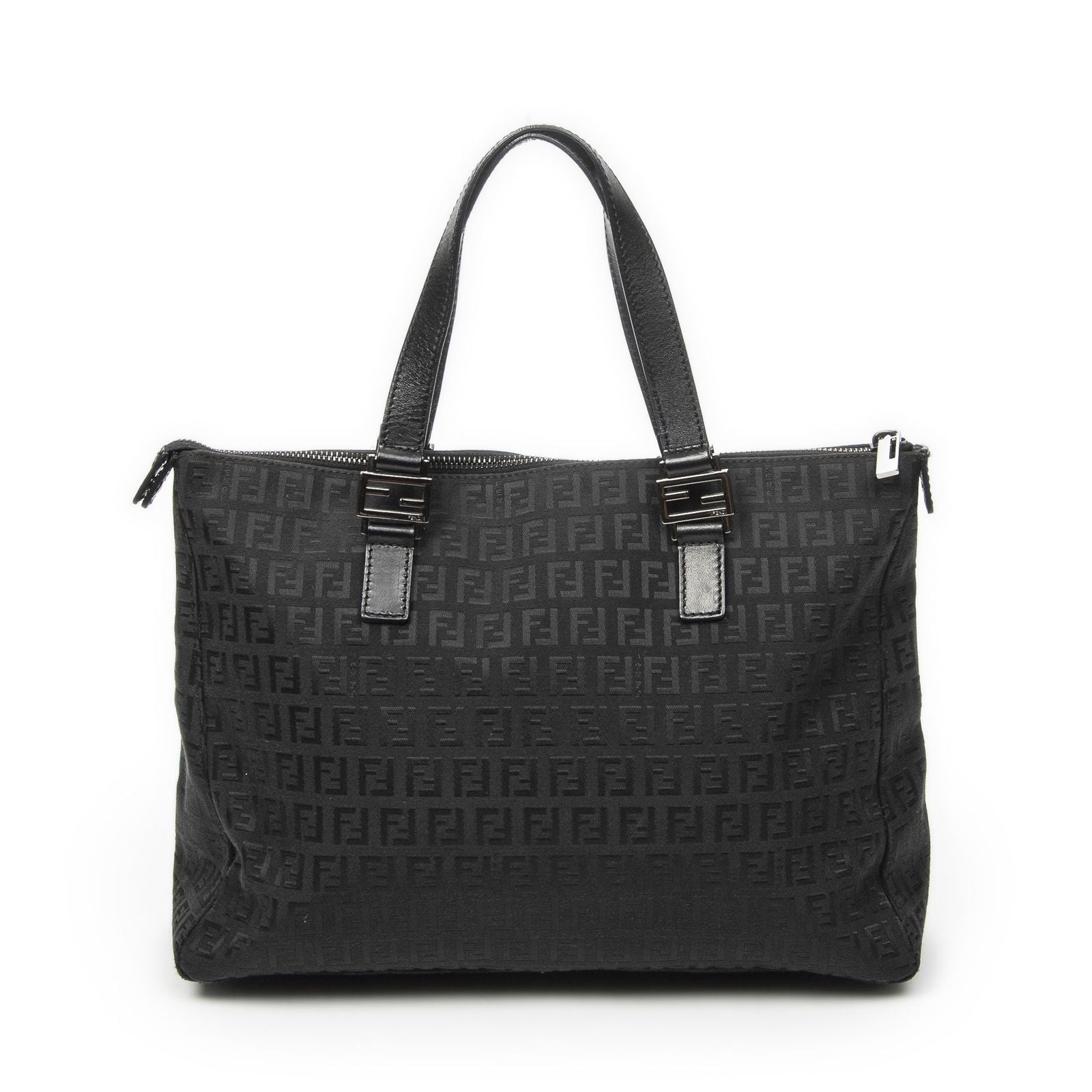 Fendi Roll Tote Black Zucchino Canvas