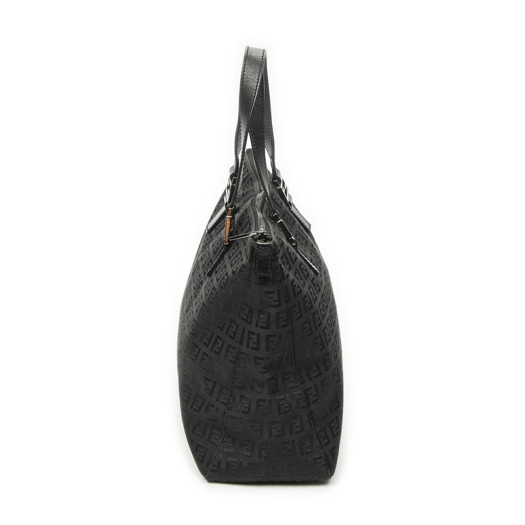 Fendi Roll Tote Black Zucchino Canvas — view 3