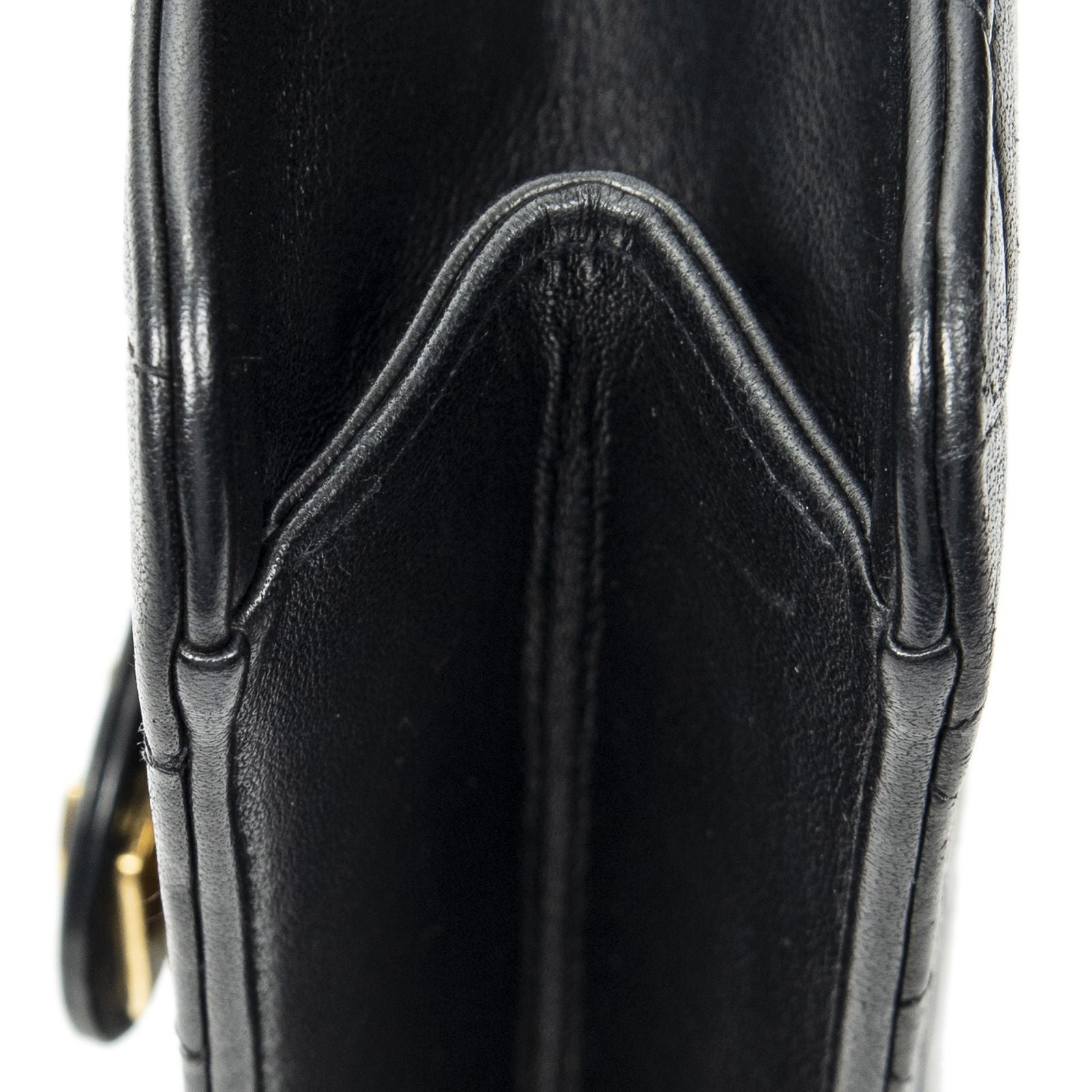 Chanel Vintage Pushlock Straight Flap Black Quilted Lambskin Leather — view 8