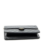 Chanel Vintage Pushlock Straight Flap Black Quilted Lambskin Leather — view 6
