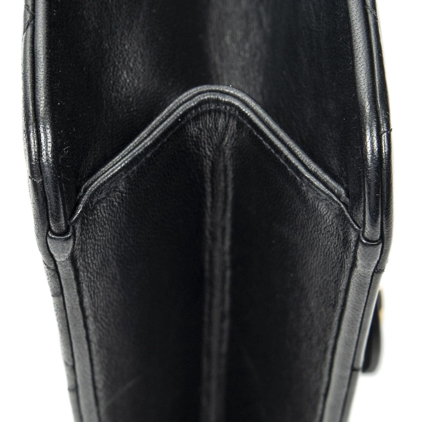 Chanel Vintage Pushlock Straight Flap Black Quilted Lambskin Leather — view 7