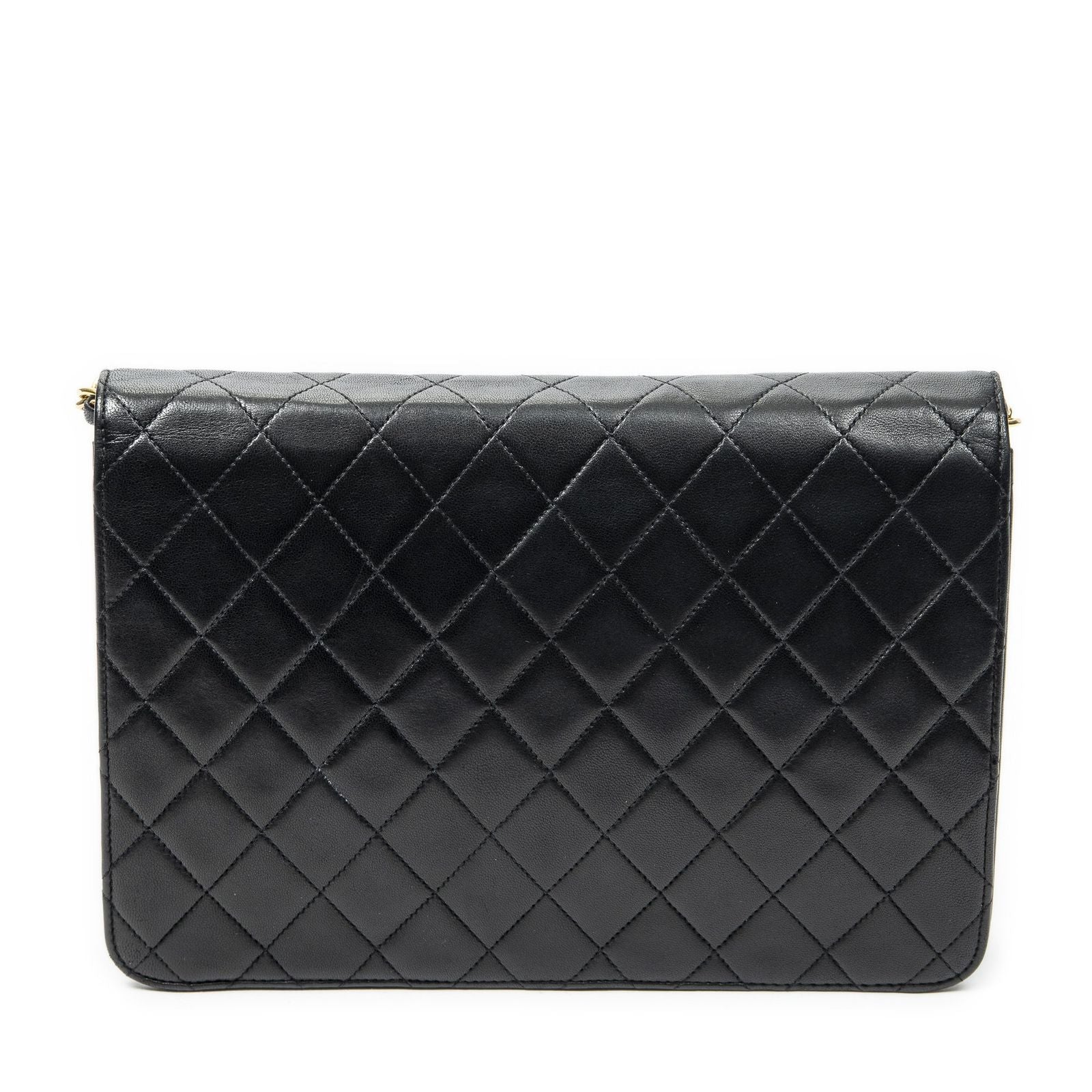 Chanel Vintage Pushlock Straight Flap Black Quilted Lambskin Leather — view 5