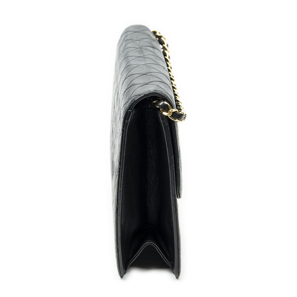Chanel Vintage Pushlock Straight Flap Black Quilted Lambskin Leather — view 4