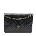Chanel Vintage Pushlock Straight Flap Black Quilted Lambskin Leather