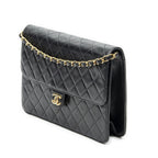 Chanel Vintage Pushlock Straight Flap Black Quilted Lambskin Leather — view 2