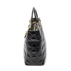 Dior Large Lady Dior Zip Black Cannage Patent Leather Handbag — view 3