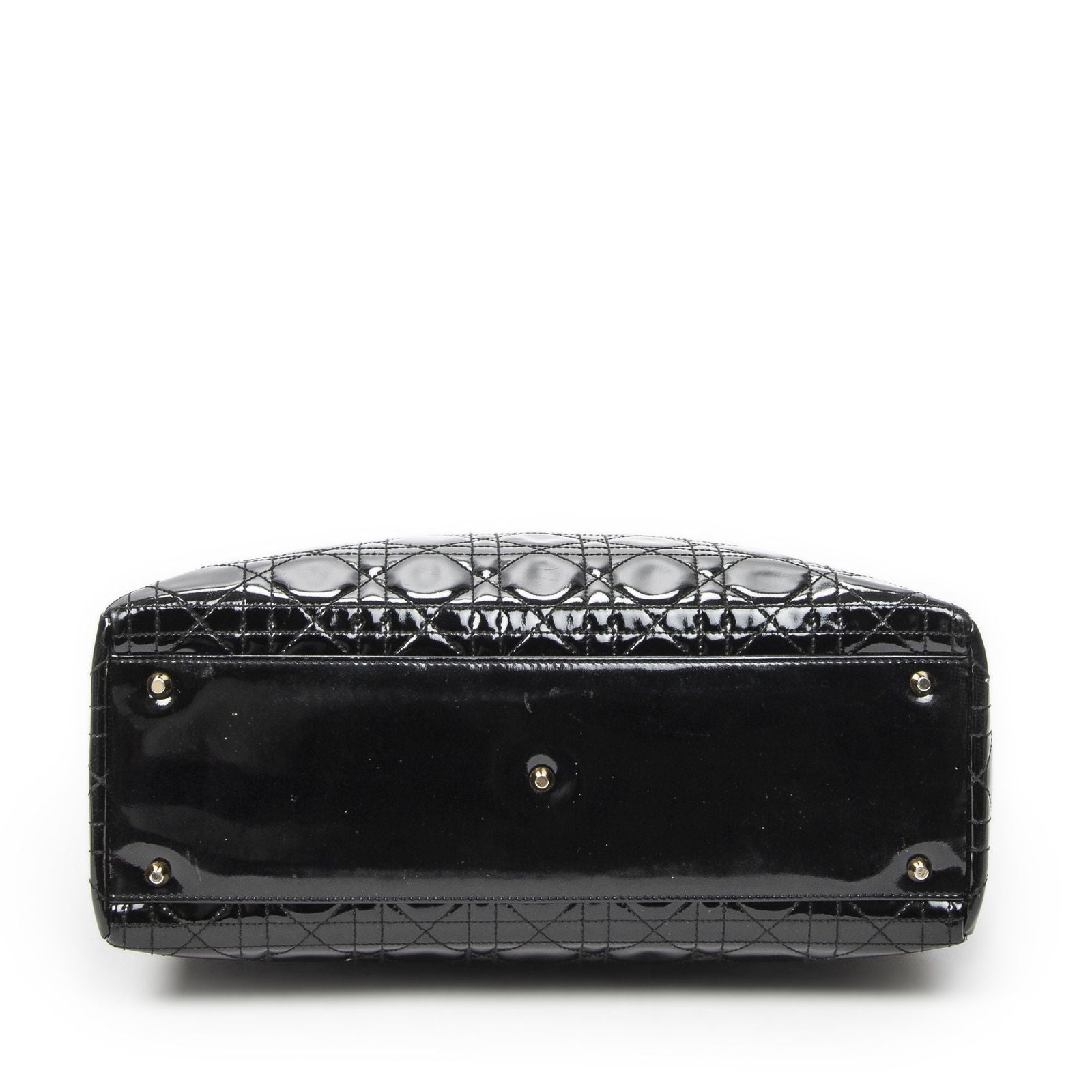 Dior Large Lady Dior Zip Black Cannage Patent Leather Handbag — view 6