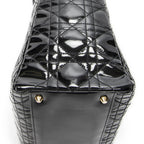 Dior Large Lady Dior Zip Black Cannage Patent Leather Handbag — view 7