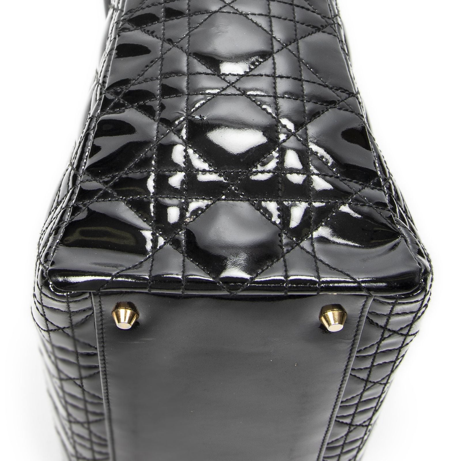 Dior Large Lady Dior Zip Black Cannage Patent Leather Handbag — view 7