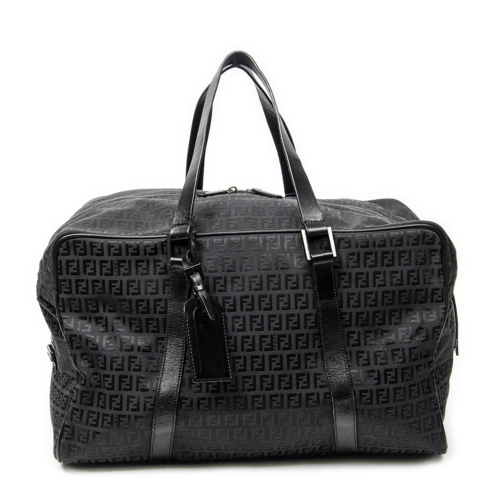 Fendi Collapsible Weekender Black Zucchino Canvas Travel