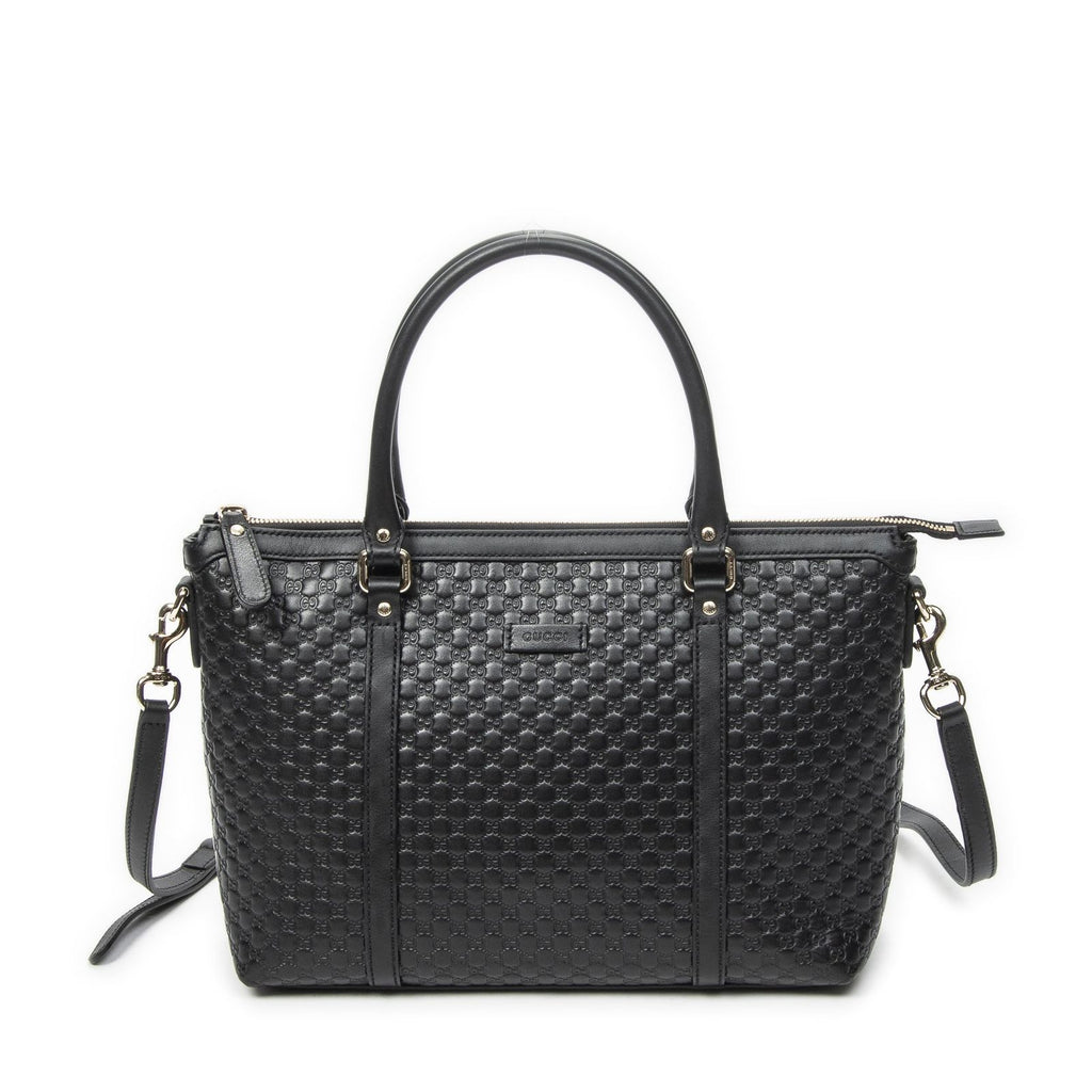 Gucci Convertible Satchel Black Micro Guccissima Leather