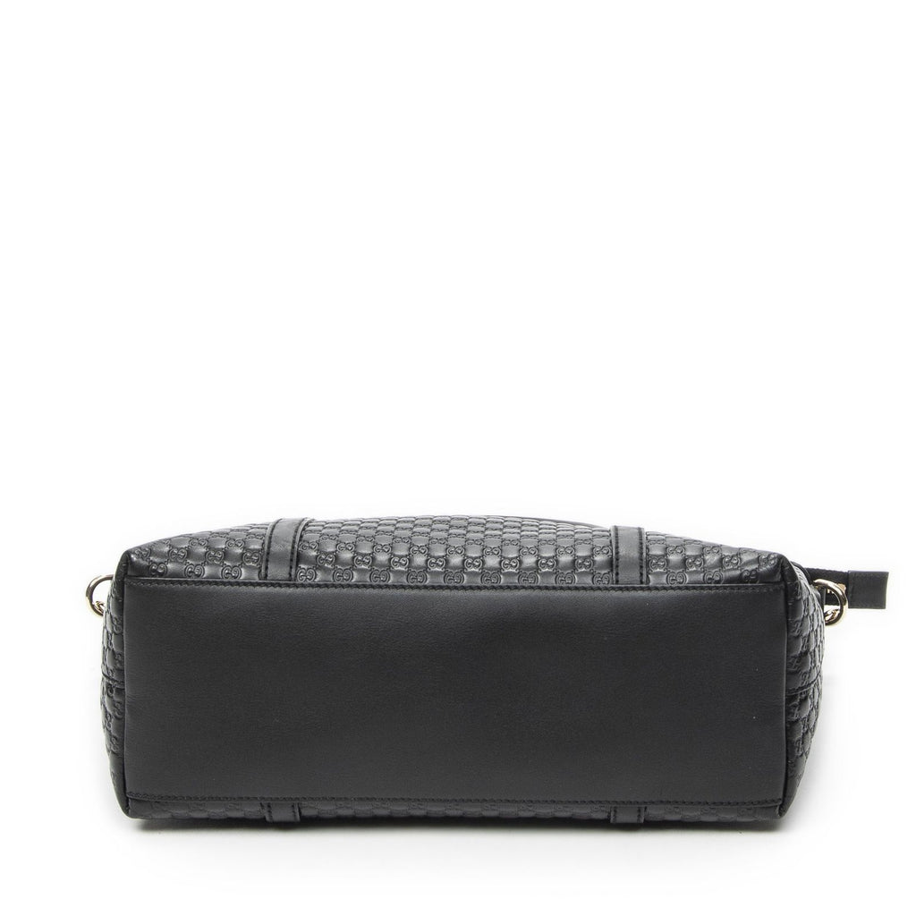 Gucci Convertible Satchel Black Micro Guccissima Leather — view 6