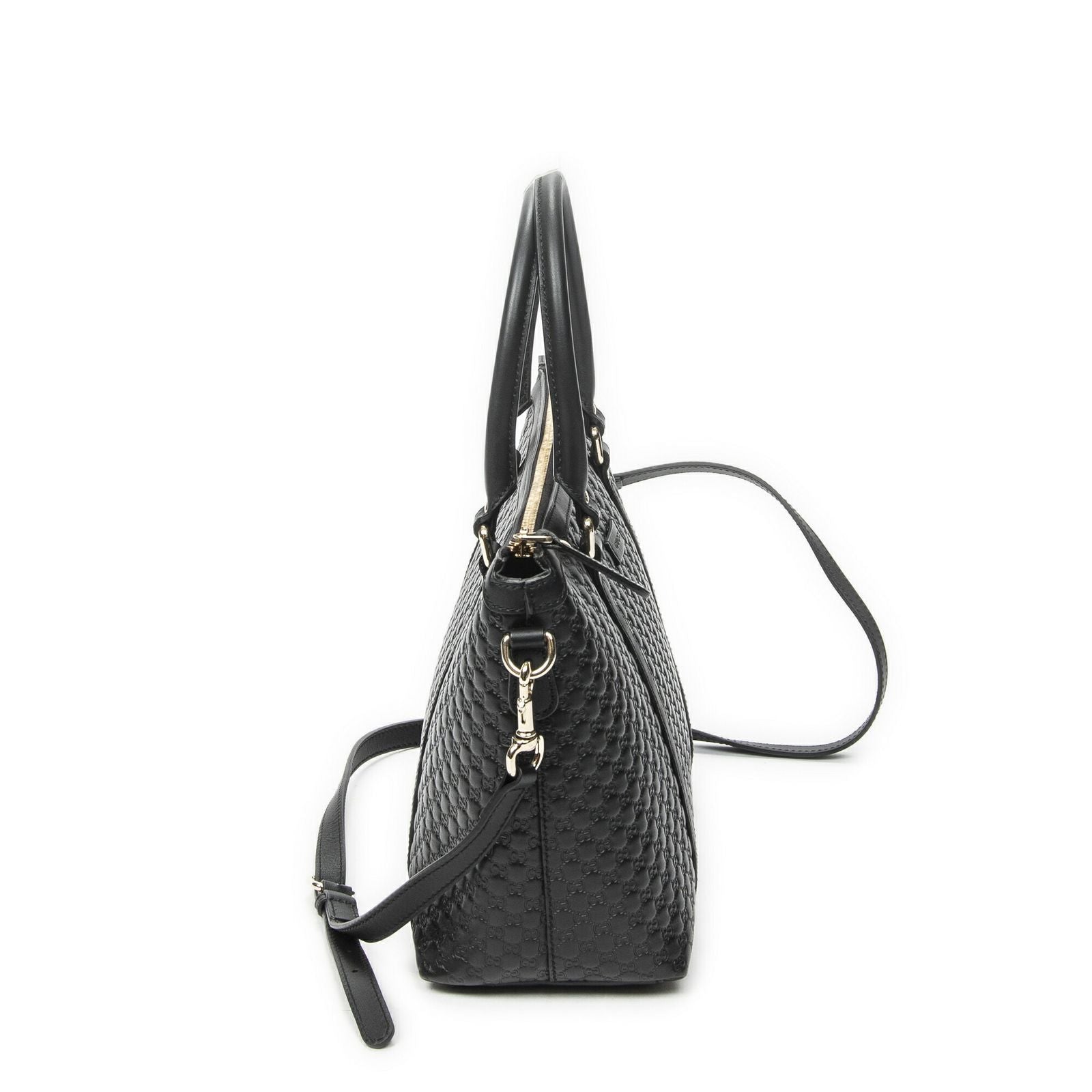 Gucci Convertible Satchel Black Micro Guccissima Leather — view 4