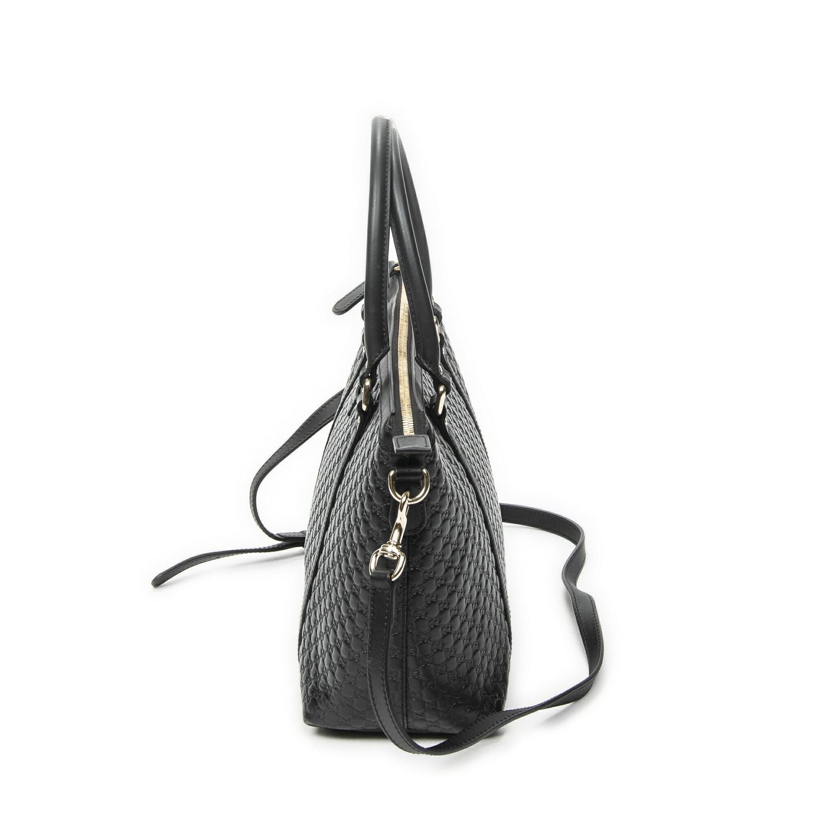 Gucci Convertible Satchel Black Micro Guccissima Leather — view 3