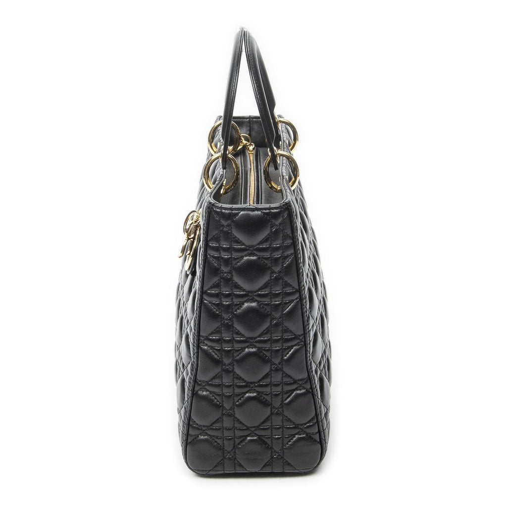 Dior Large Lady Dior Zip Black Canada Lambskin Leather Handbag — view 3